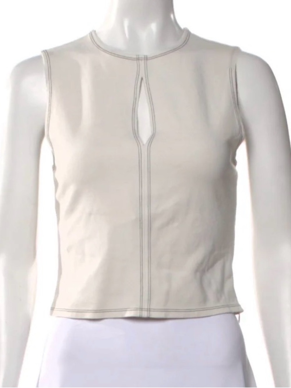 Reformation White Keyhole Tank with Contrast Stitching and Side zipper